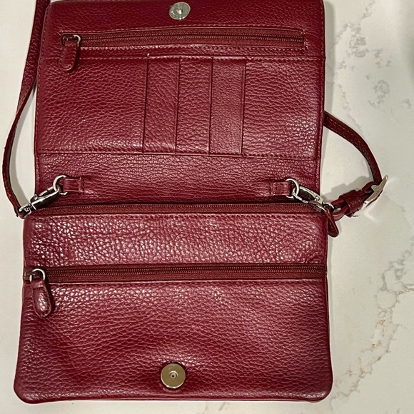 Brighton Burgundy leather crossbody mini-bag/wallet - Picture 8 of 15